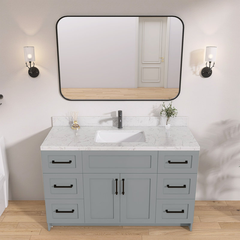 48 po X P 22 po Dessus de meuble-lavabo rectangulaire en pierre D