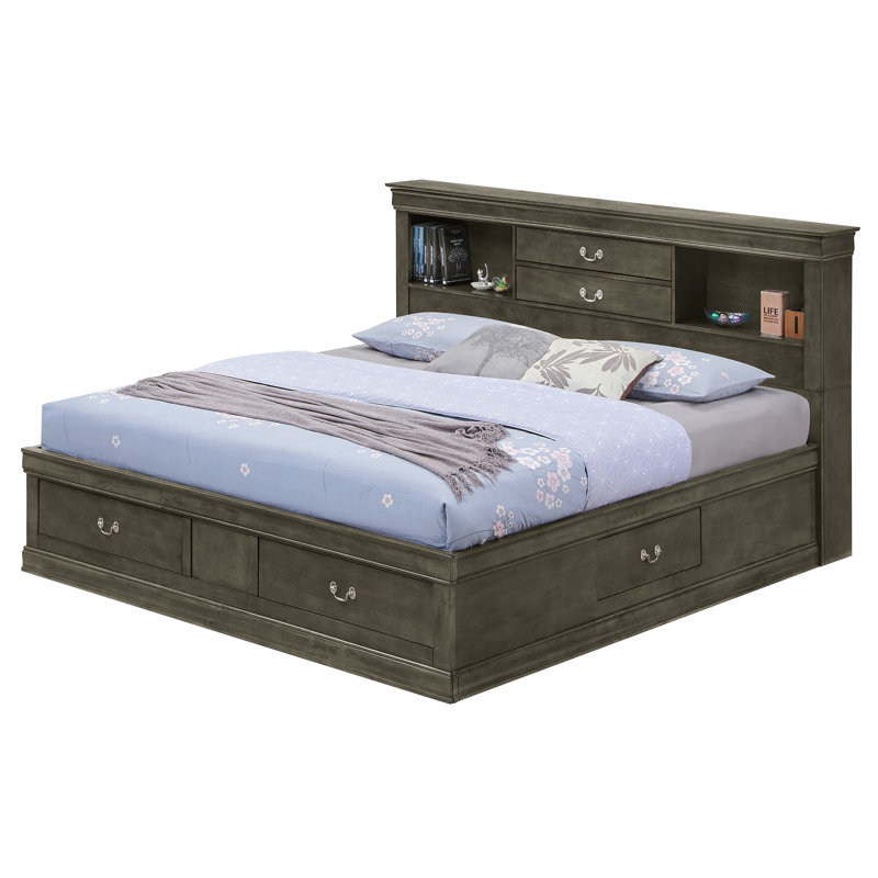 Elegant Gray Full Storage Bed