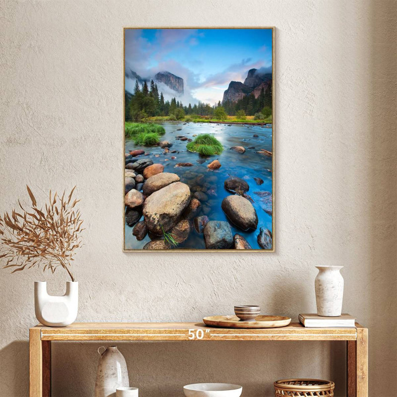 Merced Riverside, Floating Frame Natural Wood, 25 po x 37 po
