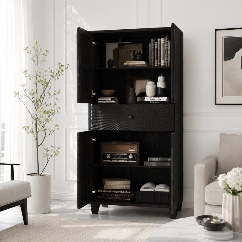 Grande armoire d'appoint avec portes à motif radial 3D