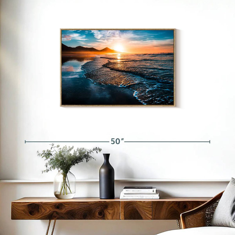 Sunset Bontrager Waves, Floating Frame Natural Wood, 31" X 21"