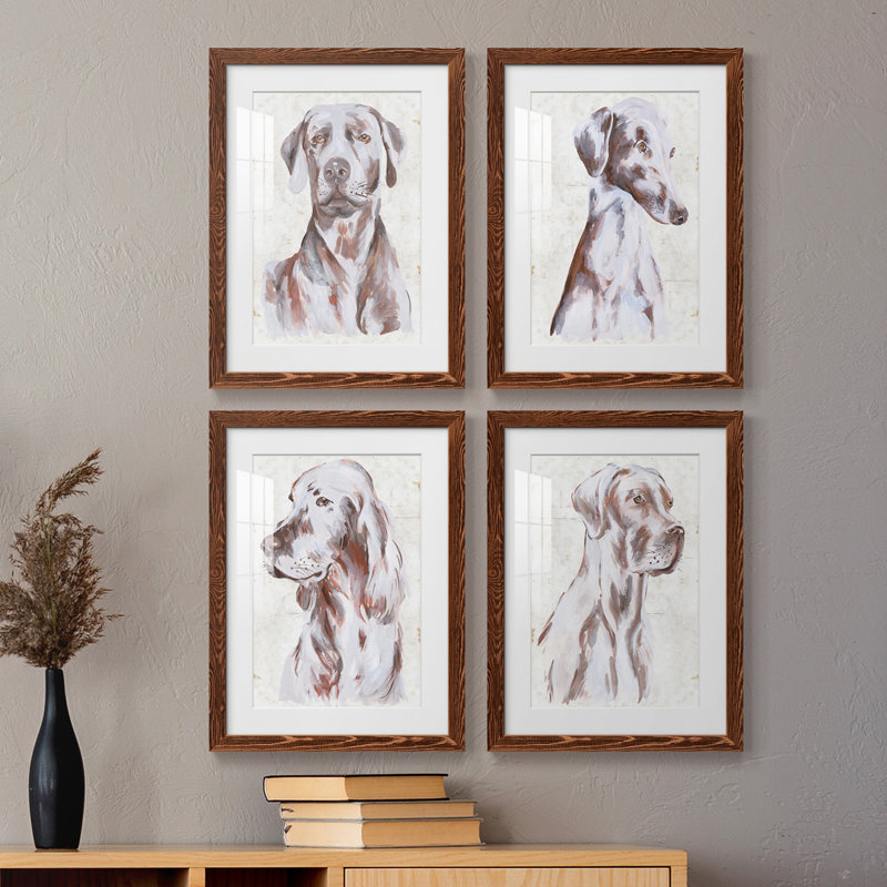 Sitting Dog I - ensemble de 4 reproductions de cadres photo, H 43,5 po x l 31,5 po x P 1 po, Érable