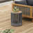 Outdoor Rattan Rope & Acacia Wood Side Table - Patio Balcony Furniture For Garden, Yard, Balcony - Weather Resistant(Rope Grey, Natural Iron)-314656614