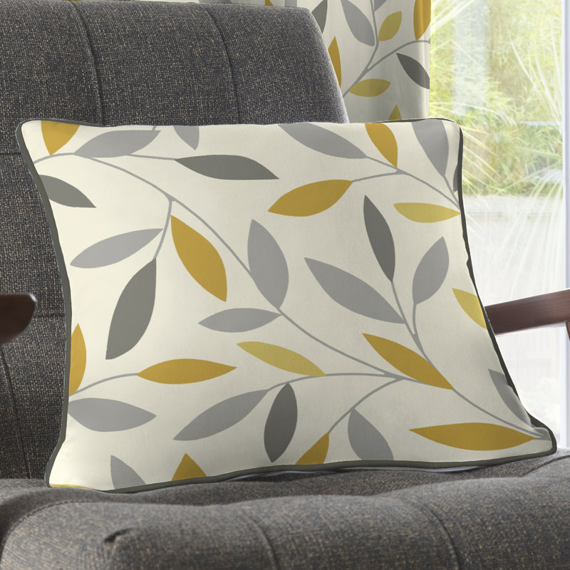 Floral Square Cushion Cover, Ochre