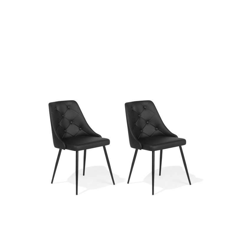Garret 45cm H Tufted Upholstered Side Chair in Black, Black