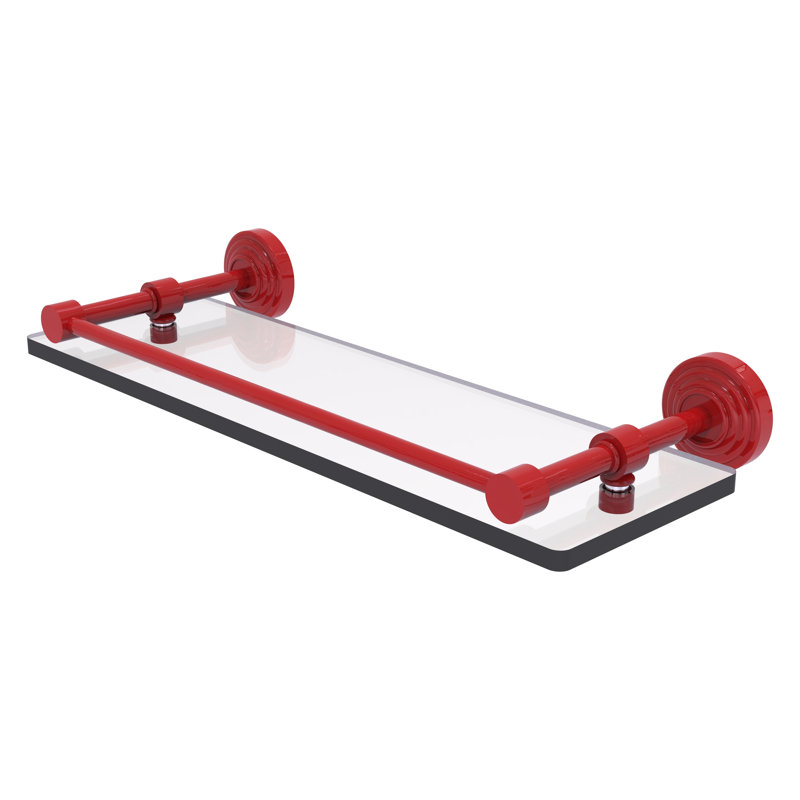 Tablette en verre trempé Walburga, H 3 po x l 16 po x P 5 po, Rouge pompier