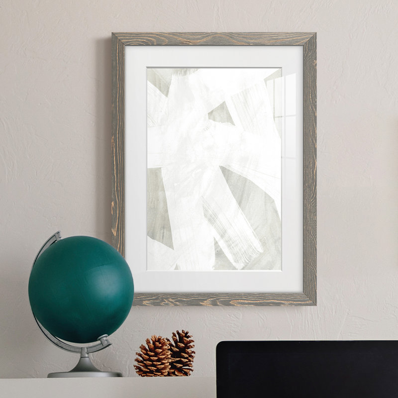 Pierre brossée II - peinture encadrée, Cadre gris, H 20 po x l 17 po x P 1 po