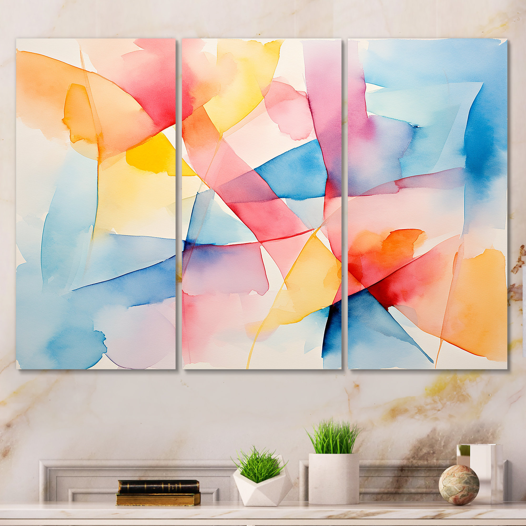 Latitude Run® Pastel Color Geometric Ink Explosion III - Geometric Wall ...
