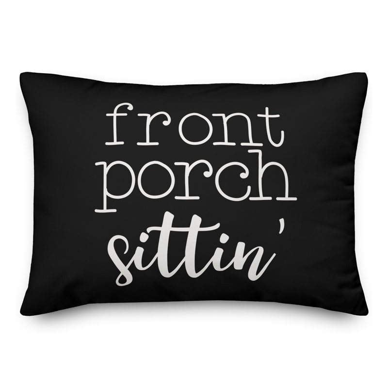  Coussin décoratif intérieur / extérieur en polyester, Noir, H 18 po x l 25 po