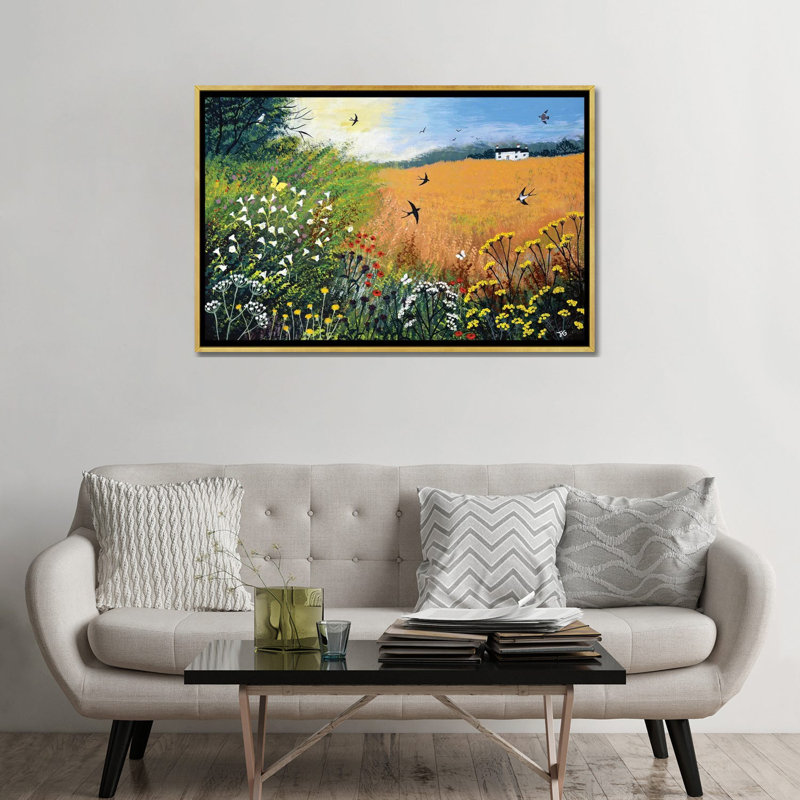 "Moisson avale" par Jo Grundy, reproduction d’art, Toile encadrée d'or, Pas de tapis, H 32 po x l 48 po x 1,5 po