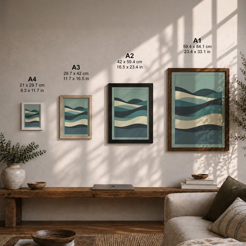 Flowing Waves Minimalist - Print, Unframed, A2 - 59.4 x 42.0 cm