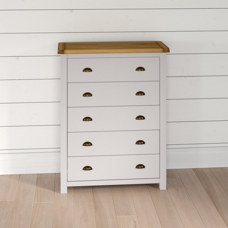 Andromeda 90cm W 5 - Drawer Chest of Drawers, Brass