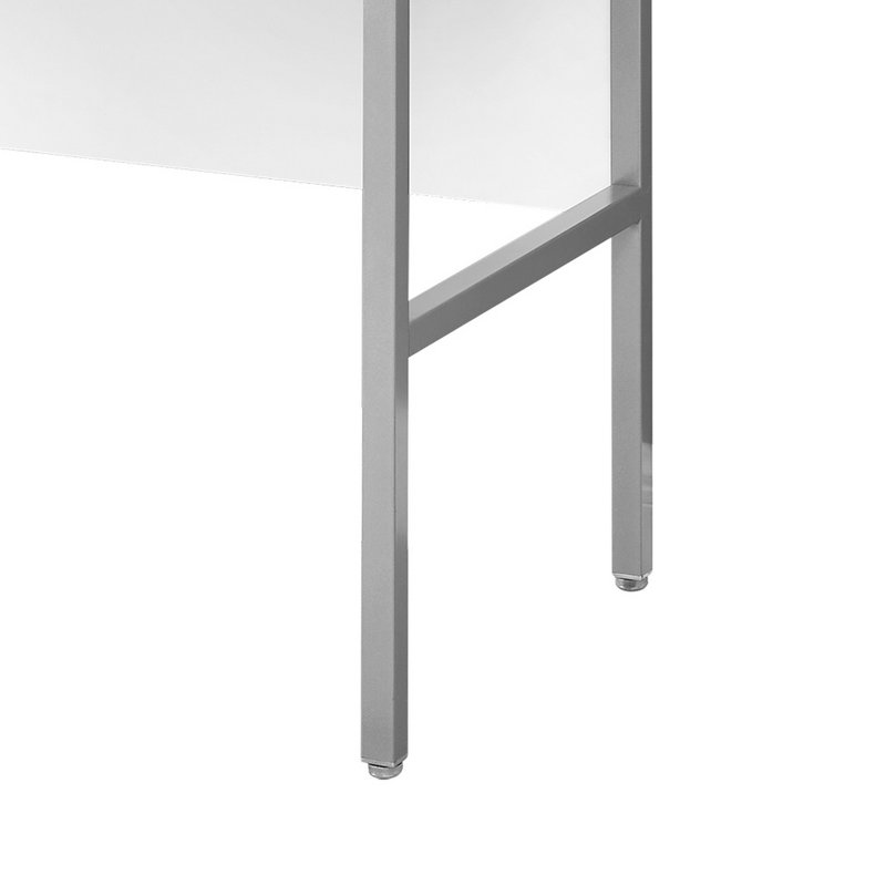 Bureau d'ordinateur Homi, 48 po, structure en métal, stratifié, Blanc / argenté