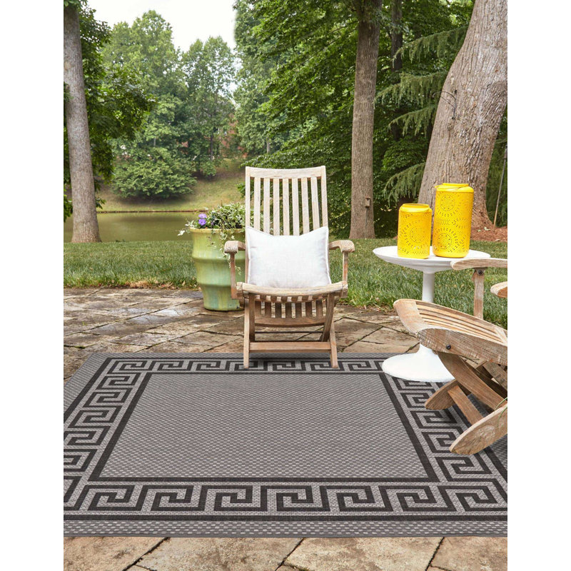 Tapis pour l'intérieur et l'extérieur gris Kimble, Carré 6 pi 1 po