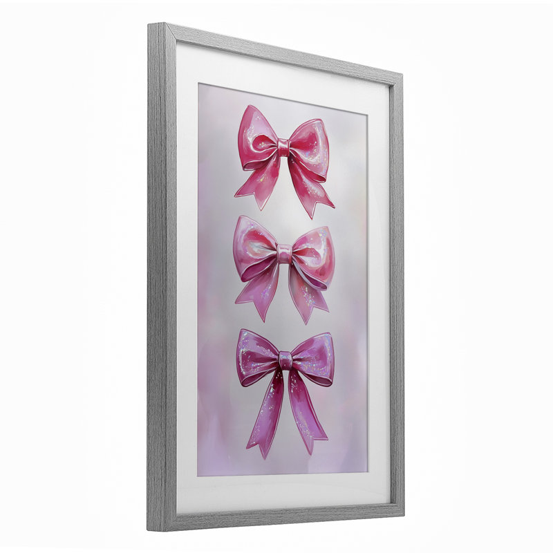 «Blush And Satin Ribbons», reproduction sous verre encadrée, design par Annabelle Hall, Cadre de ferme gris