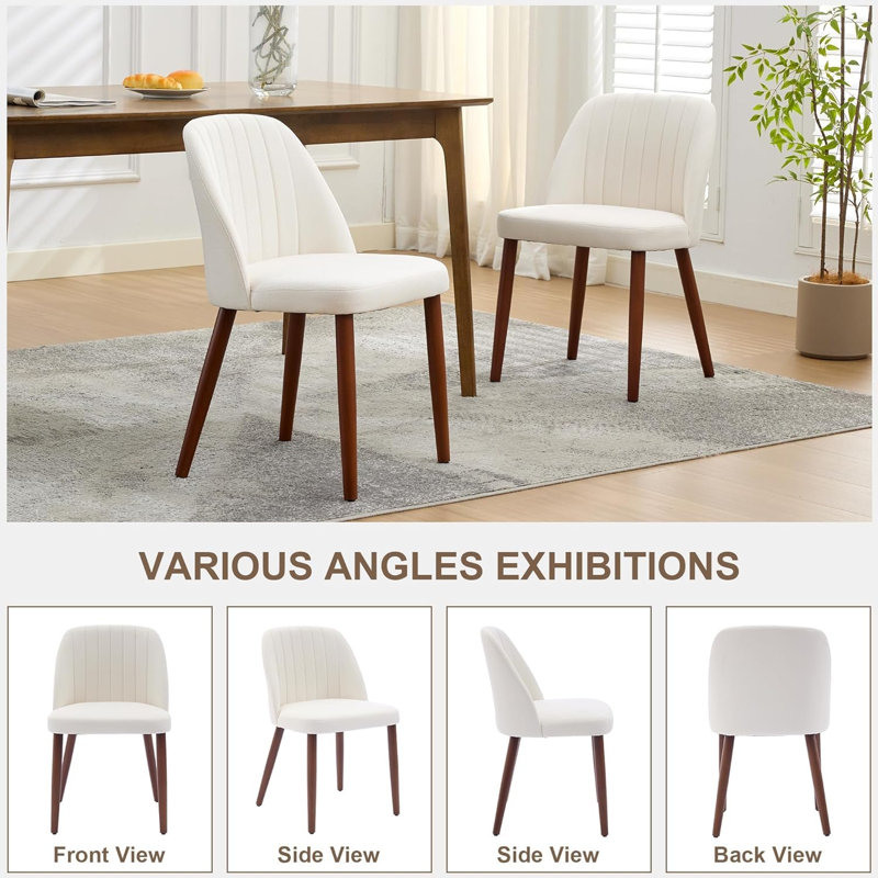 Linen Side Chair, Beige, 4, Beige