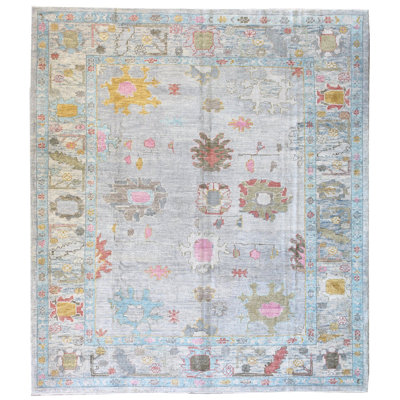 Tapis unique en laine noué à la main 8 pi 3 po x 9 pi 4 po nouvel âge Oushak