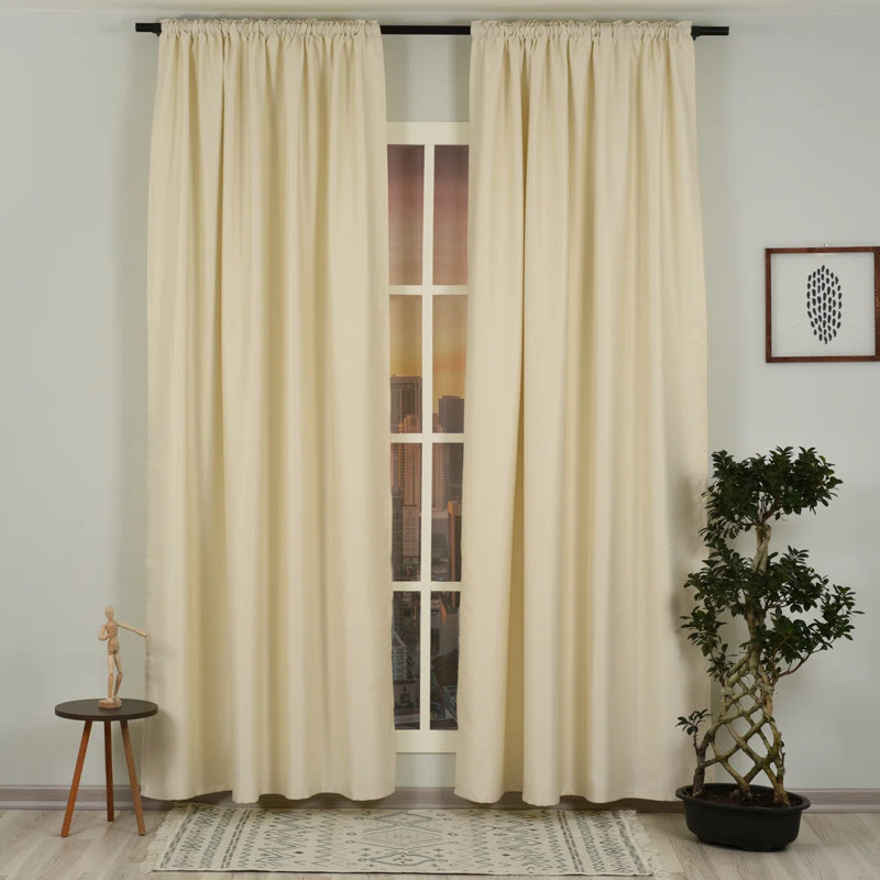 Sateen Look Room Darkering Room Darkening Curtain Pair, 52" W x 72" L, Champagne