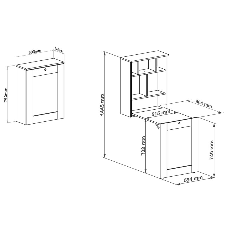 Rolef L-Shaped Floating Desk, Sonoma Oak