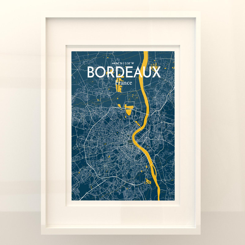 Bordeaux City Map In Amuse - No Frame Print, 24cm H x 18cm W x 0.05cm D
