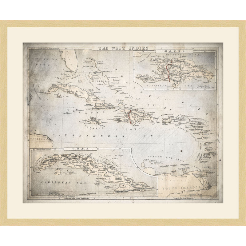West Indies Map 1 Print, 37.48" H x 45.48" W