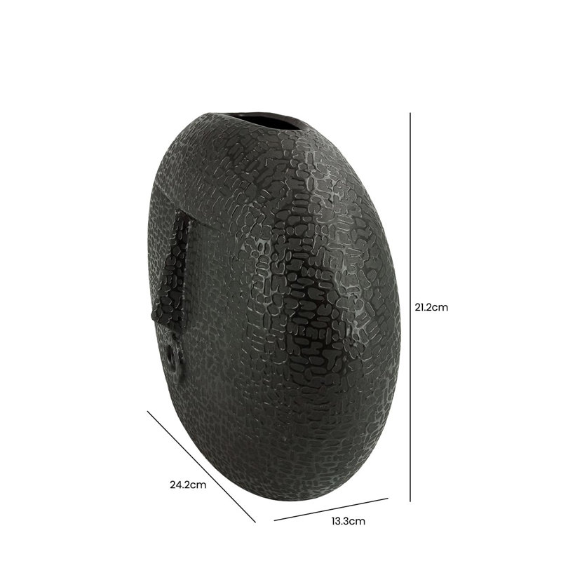 Vonore Ceramic Table Vase, 21.2cm H x 24.2cm W x 13.3cm D, Black