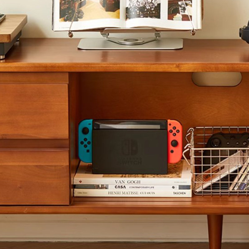 Meuble télé en bois massif rétro au design simple