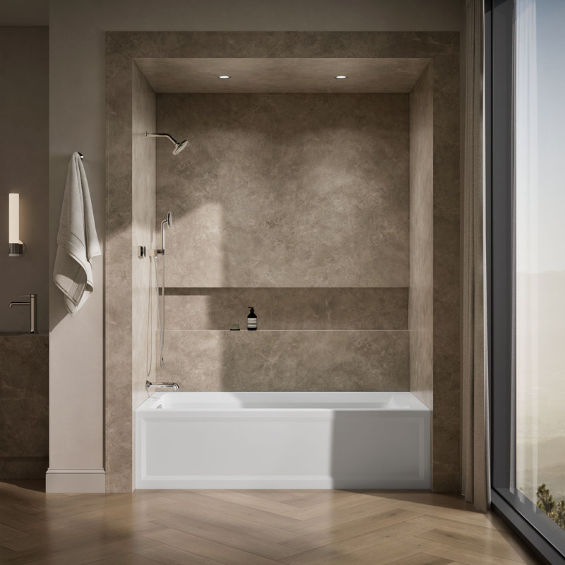 Archer 72" x 36" Soaking Bathtub, White, Left
