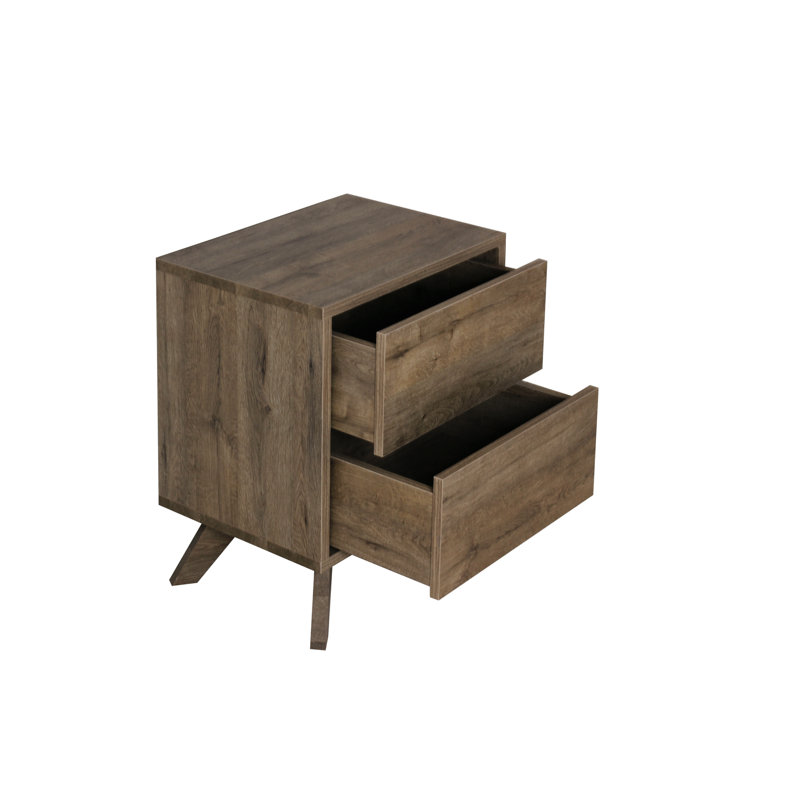48cm W Manufactured Wood Bedside Table, Distressed Oak