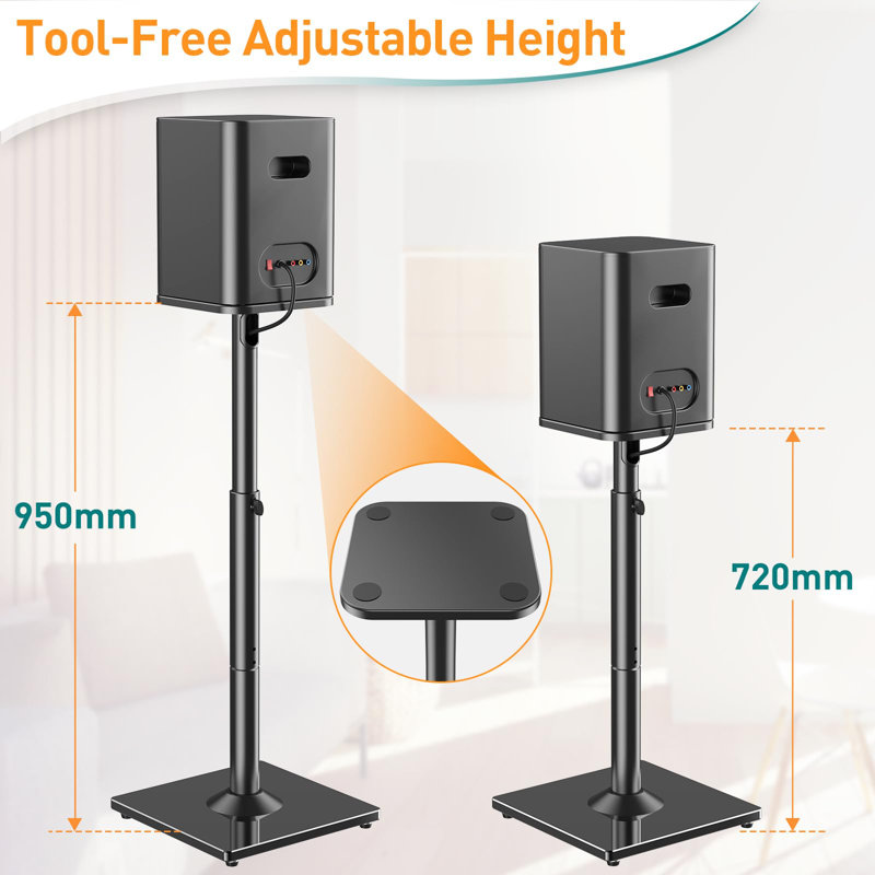 Adjustable Height Speaker Stands, Black