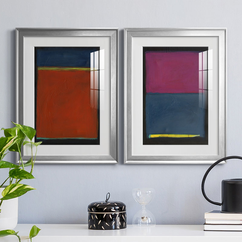 Contemplation I - ensemble de 2 impressions encadrées, H 30,5 po x l 22,5 po x P 1,25 po, Cadre argenté
