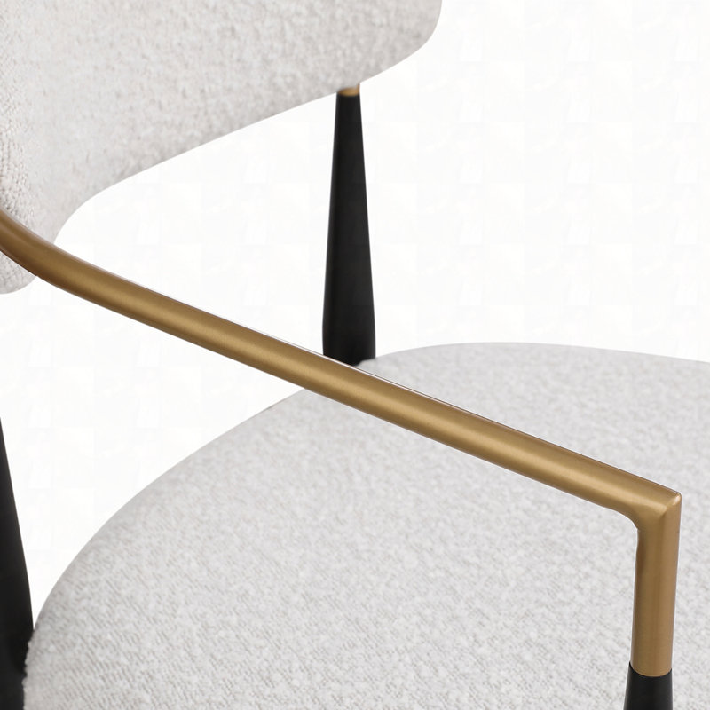 Ensemble de 2 tabourets de bar rembourrés, Noir, Boucle - blanc