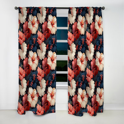 Hibiscus Twilight Ii - motif tropical - rideau en velours tropical - obscurcissant - 1 panneau