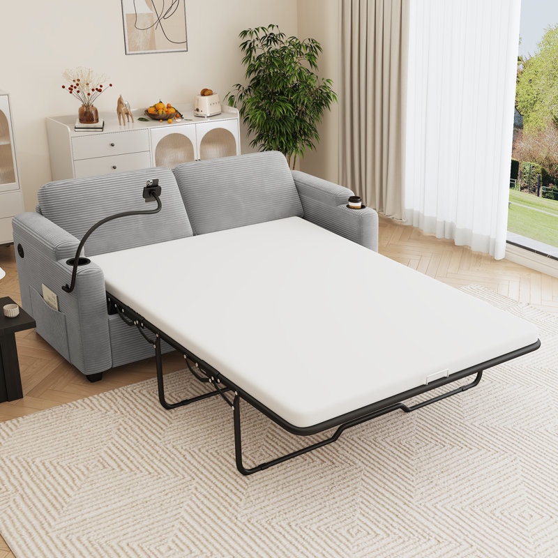 Canapé-lit 72,8 po avec matelas double, Gris