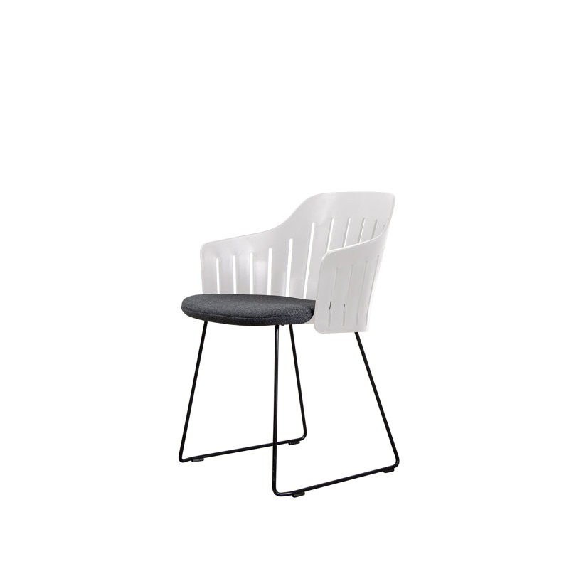 Choice Chair Indoor and Sledge Steel Base with Upholstery Cane-line Ambience Seat Cover, Dark Gray, White