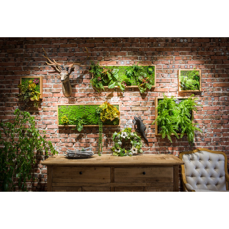 11.8'' Faux Succulent Plant in Wood Planter
