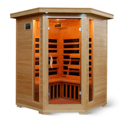 Sauna de coin infrarouge en bois Hemlock pour 3 personnes HEATWAVE Santa Fe