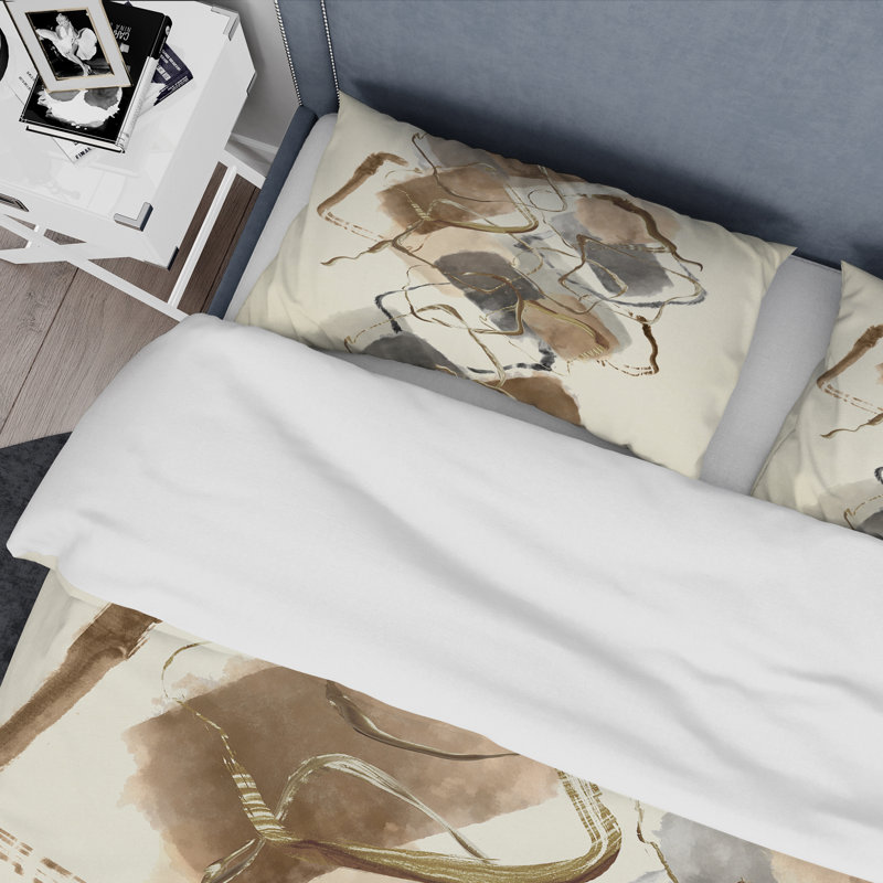 Gold Glam Squares IV - Ensemble de housse de couette à motif abstrait - Microfibre de polyester