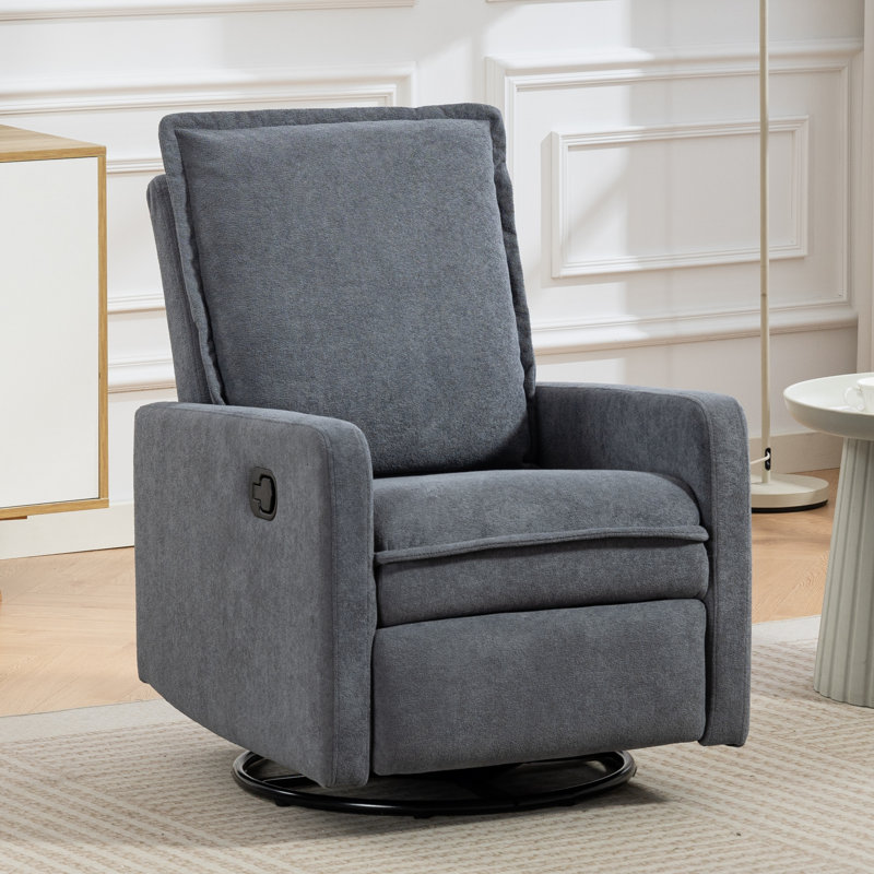 25.2'' Wide Manual Swivel And Rocker Recliner, Gray