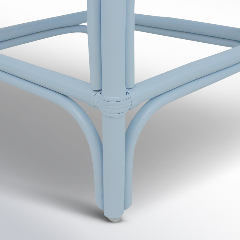 Tabouret Fulton, Tabouret de comptoir (siège d'une hauteur de 24 p, Siège blanc / cadre bleu