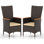 Ensemble de 2 chaises de patio en rotin avec dossier haut et accoudoirs en bois d'acacia, coussin