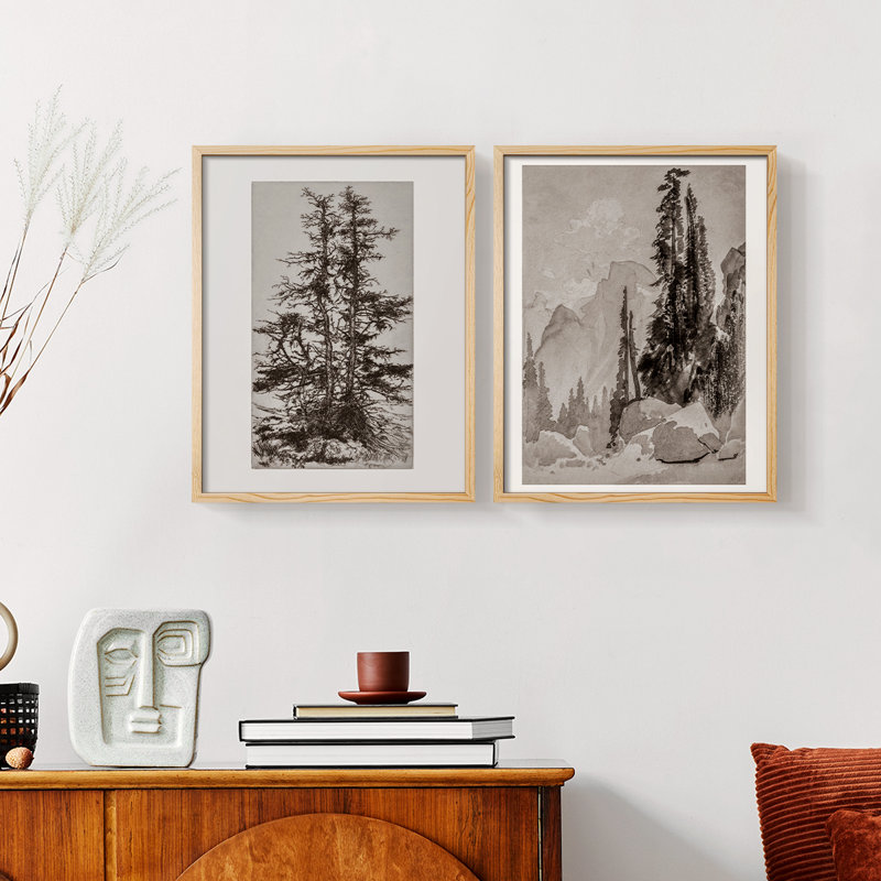 «Vintage Landscape XL», impression giclée sur cadre - ensemble de 2, Naturel, H 12 po x l 30 po