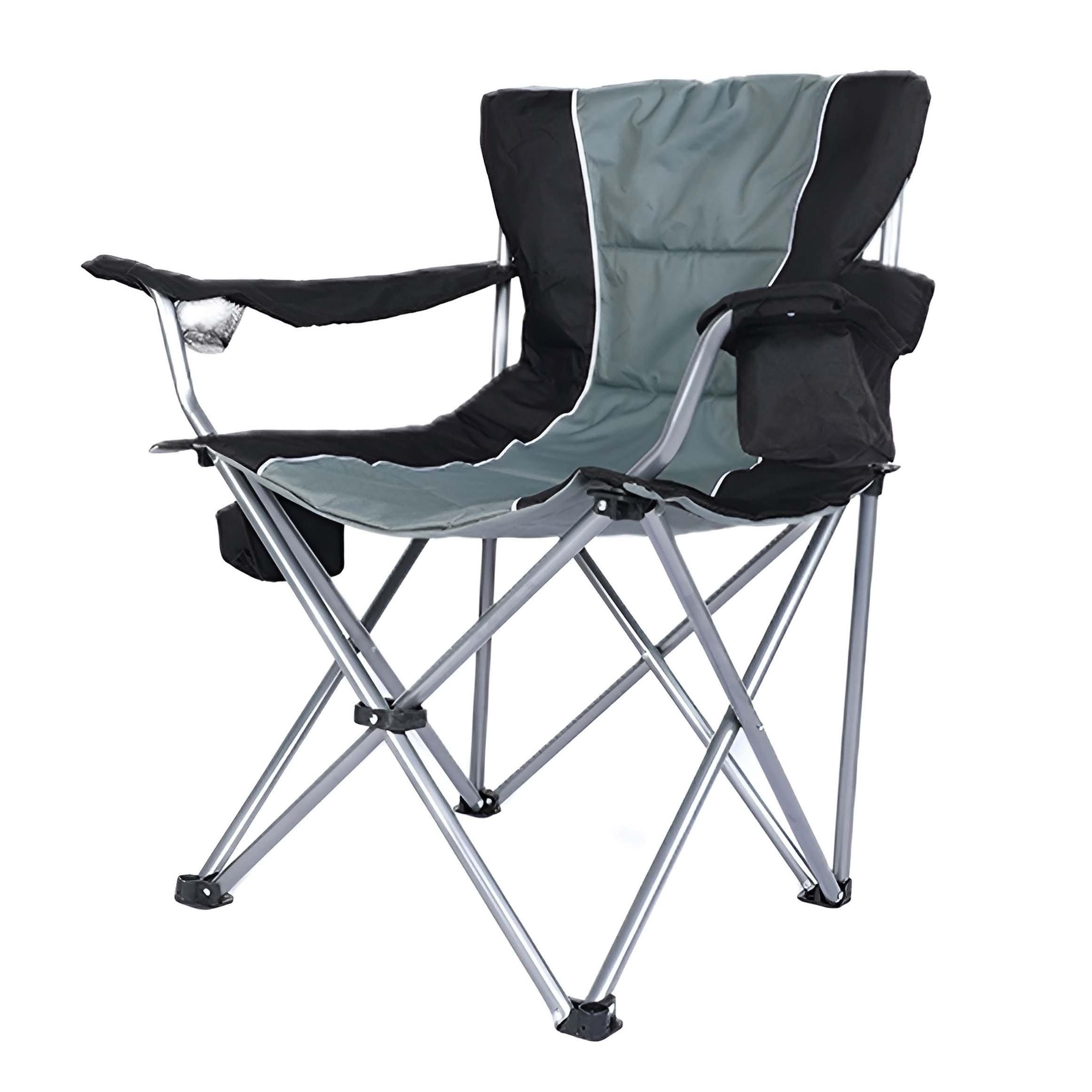 Chaise de camping 2 places avec porte-gobelets, accoudoirs et sac de transport résistant - Noir Chaise de camping 2 places avec porte-gobelets, accoudoirs et sac de transport résistant - Noir