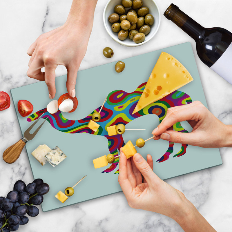 Ambesonne Trippy Cutting Board Large Abstract Camel Multicolor