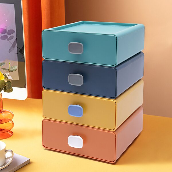 Jayd Plastic Stackable Desk Organizer with Drawers