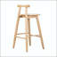 Tabouret d'intérieur en bois d'hévéa - finition naturelle, dossier à barre transversale