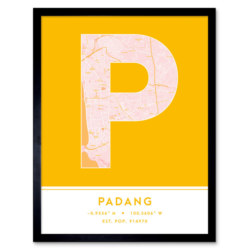 Padang City Map Padang Indonesia City Map - Single Picture Frame Typography