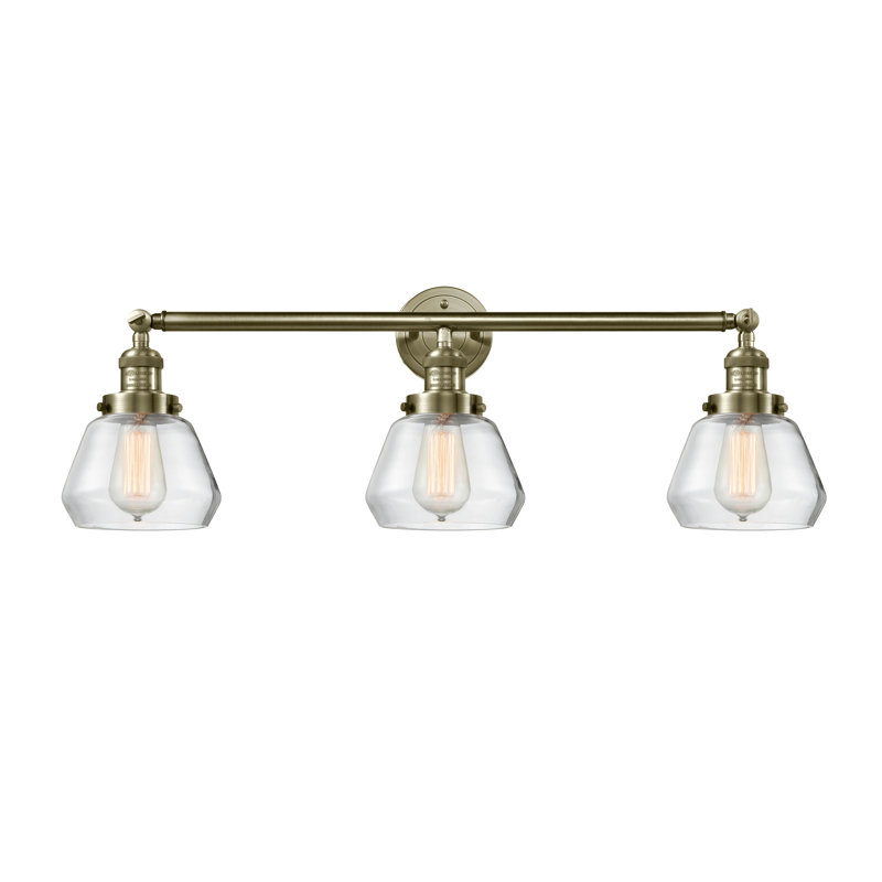 Éclairage de salle de bain à intensité variable 3 lumières Chill, Laiton antique, Transparent, Ampoule DEL 6 watts Vinage
