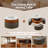 Lift Top Coffee Table with Nesting Stools, Extendable Faux Marble Surface with Hidden Storage, Golden Stainless Steel Legs, 3 Ottoman Set for Living Room