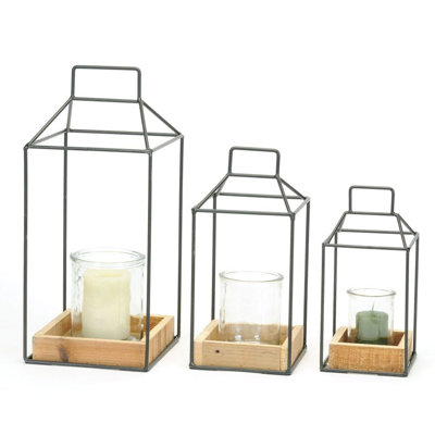 LANTERNE RUSTIQUE EN BOIS ET MÉTAL